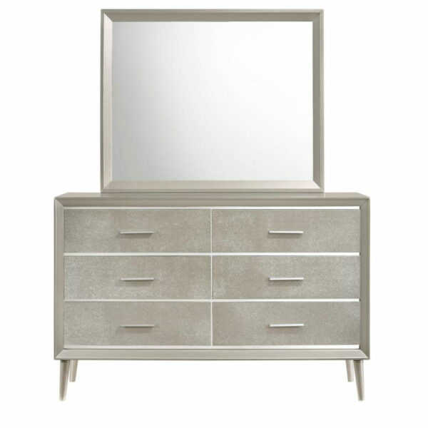 Ramon - 6-Drawer Dresser With Mirror - Metallic Sterling - Image 4