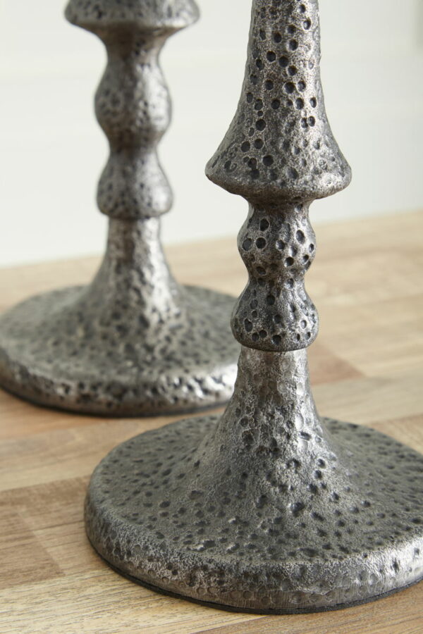 Eravell - Pewter Finish - Candle Holder Set (Set of 3) - Image 6