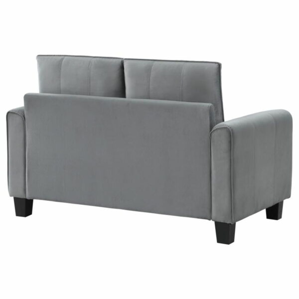 Davis - Upholstered Rolled Arm Loveseat - Grey - Image 4