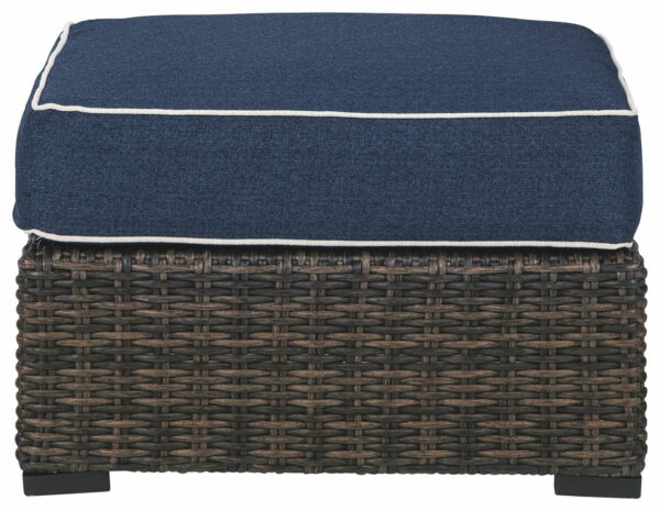 Grasson - Brown / Blue - Ottoman With Cushion - Image 5