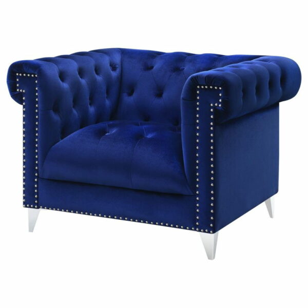 Bleker - Tufted Tuxedo Arm Chair - Blue - Image 7