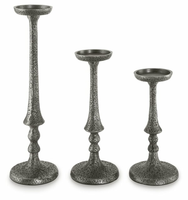 Eravell - Pewter Finish - Candle Holder Set (Set of 3) - Image 2
