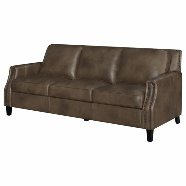 Leaton - Upholstered Recessed Arms Sofa - Brown Sugar - Image 2