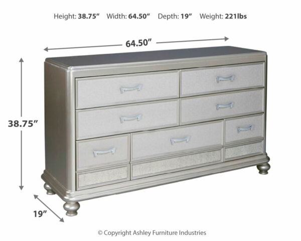 Coralayne - Silver - Dresser, Mirror With Arched Cap Rail - Image 7