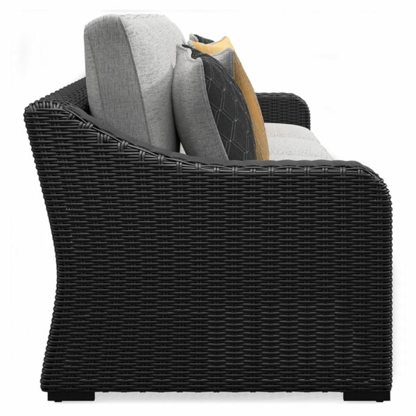 Beachcroft - Black / Light Gray - 2-Piece Outdoor Loveseat With Cushion - Image 3