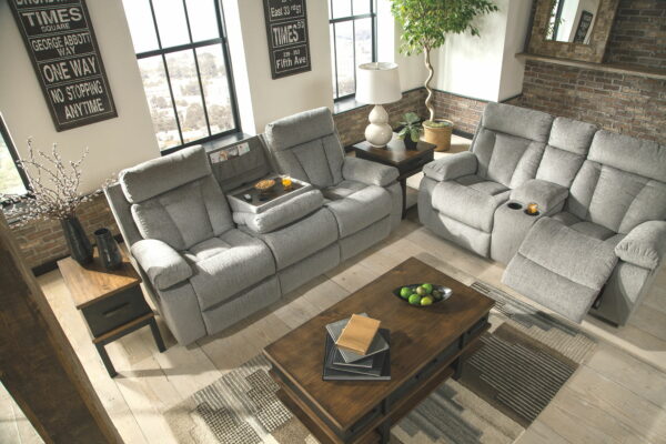 Mitchiner - Fog - Rec Sofa W/Drop Down Table - Image 2