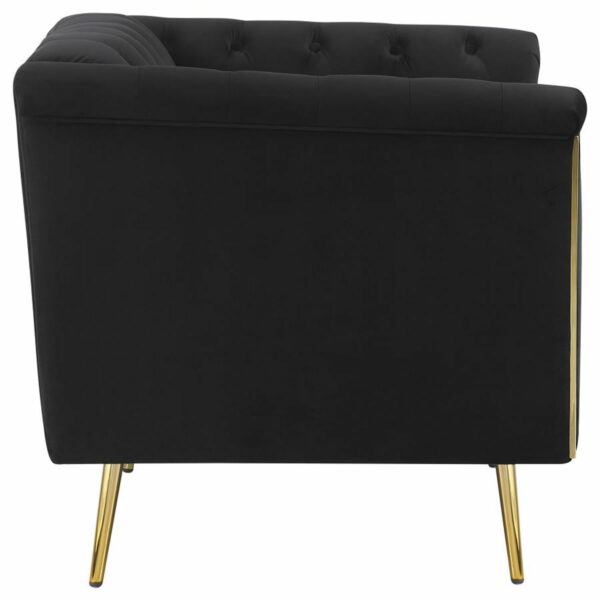 Holly - Tuxedo Arm Tufted Back Chair - Black - Image 8