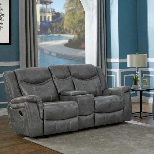 Conrad - Upholstered Motion Loveseat - Cool Gray - Image 12