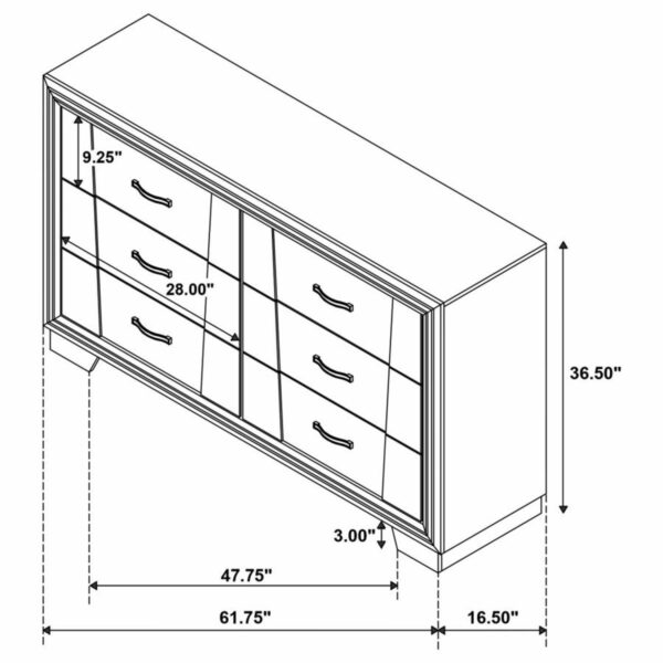 Janine - 6-Drawer Dresser - Gray - Image 3