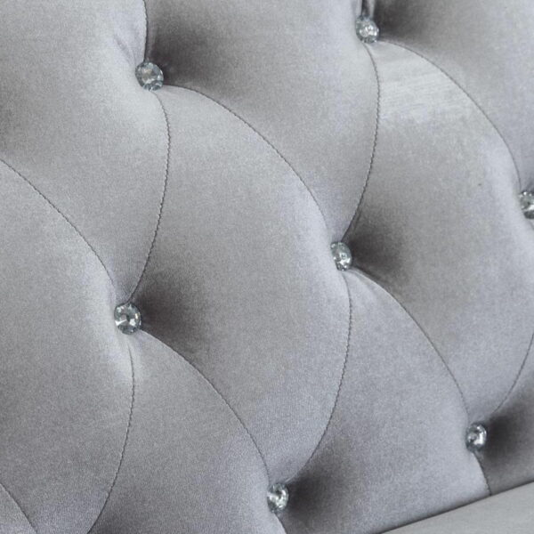 Frostine - Button Tufted Sofa - Silver - Image 8