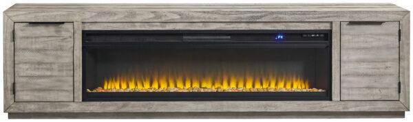 Naydell - Gray - 92" TV Stand With Wide Fireplace Insert - Image 8