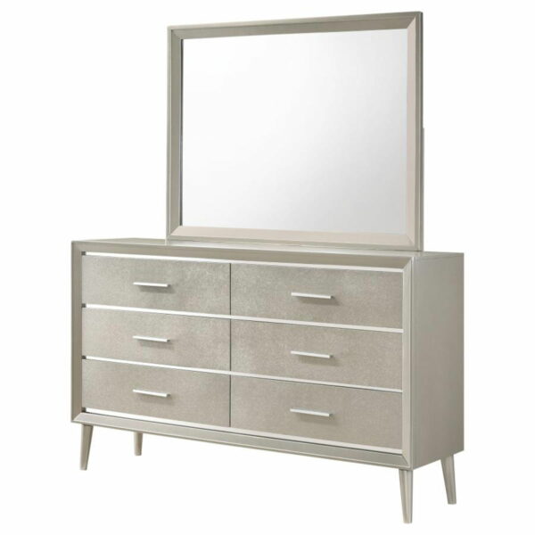 Ramon - 6-Drawer Dresser With Mirror - Metallic Sterling - Image 8