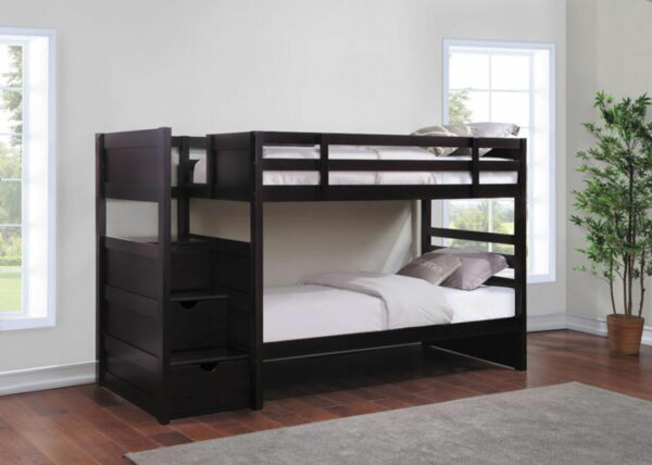 Elliott - Twin Over Twin Stairway Bunk Bed - Cappuccino - Image 5