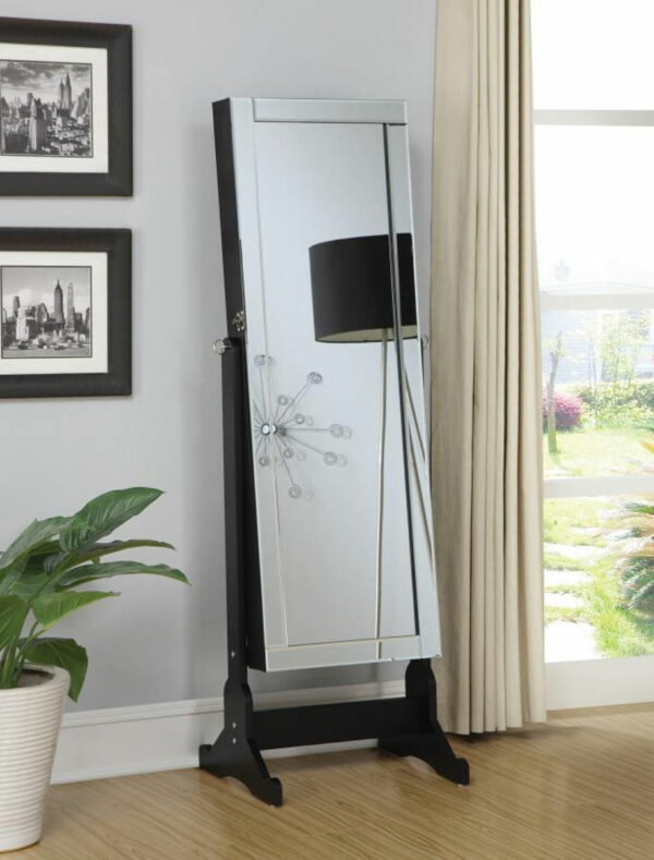 Cortez - Storage Jewelry Cheval Mirror - Black - Image 2