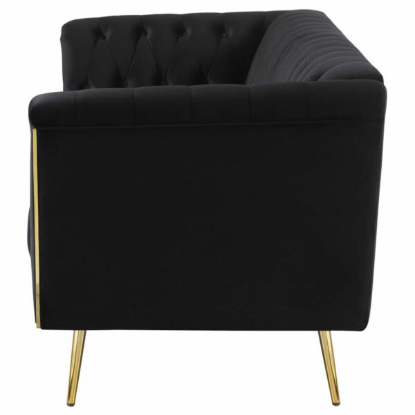 Holly - Tuxedo Arm Tufted Back Sofa - Black - Image 5