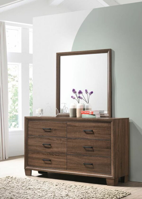 Brandon - Framed Dresser Mirror - Medium WArm - Brown - Image 7