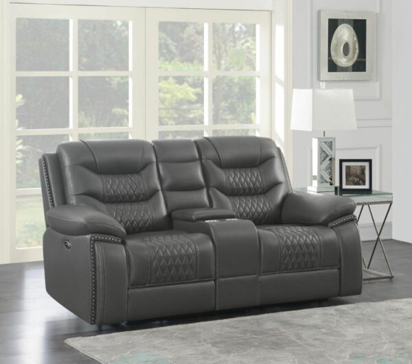 Flamenco - Tufted Upholstered Power Loveseat With Console - Charcoal - Image 6