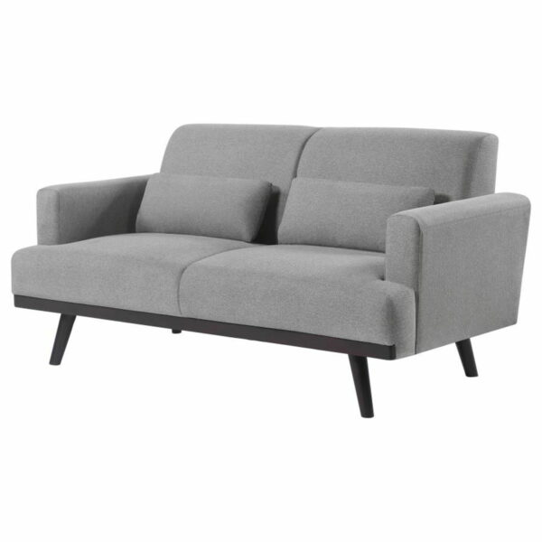 Blake - Upholstered Loveseat With Track Arms - Sharkskin And Dark Brown - Image 10