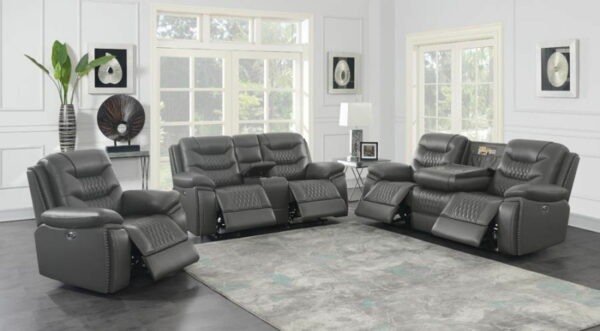 Flamenco - Tufted Upholstered Power Sofa - Charcoal - Image 5