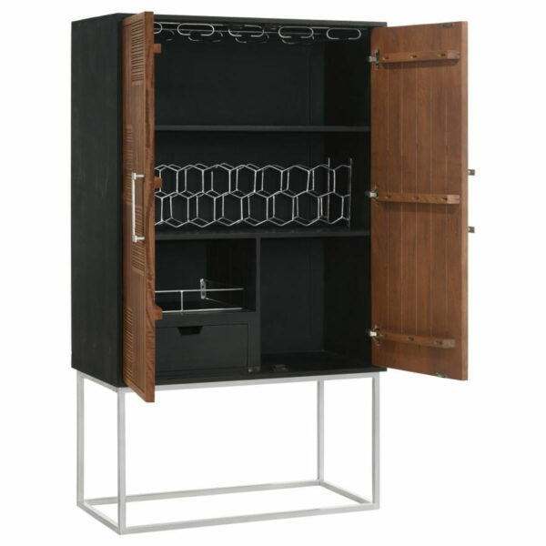 Borman - 2-Door Bar Cabinet Wine Storage - Walnut And Black - Image 11