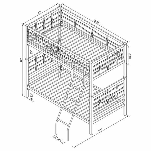 Fairfax - Twin Over Twin Bunk Bed With Ladder - Light Gunmetal - Image 5