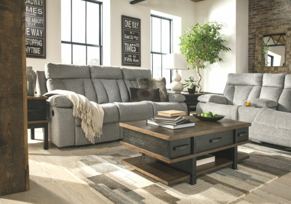 Mitchiner - Fog - Rec Sofa W/Drop Down Table - Image 5