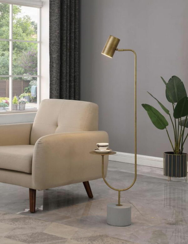 Jodie - Round Base Floor Lamp - Antique Brass And Gray - Image 6