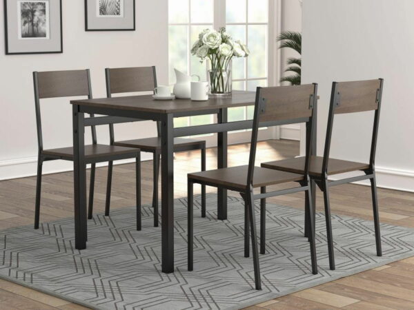 Lana - 5 Piece Rectangular Dining Set - Dark Brown And Black - Image 3