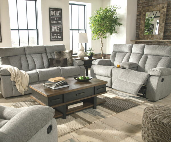 Mitchiner - Fog - Rec Sofa W/Drop Down Table - Image 10