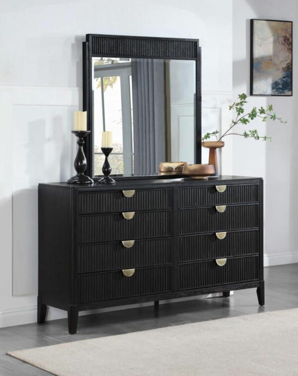 Brookmead - 8-drawer Bedroom Dresser With Mirror - Black - Image 8