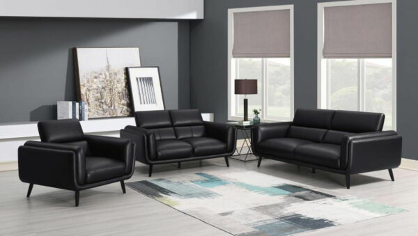 Shania - Track Arms Chair With Tapered Legs - Black - Image 6