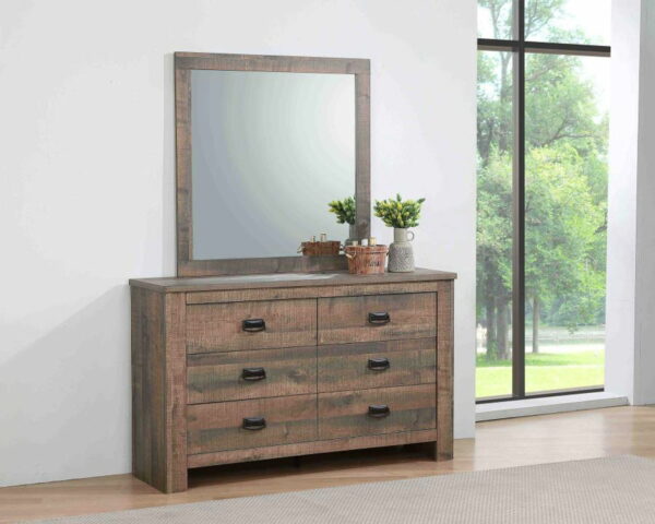Frederick - 6-drawer Dresser With Mirror - Weathered Oak - Image 6