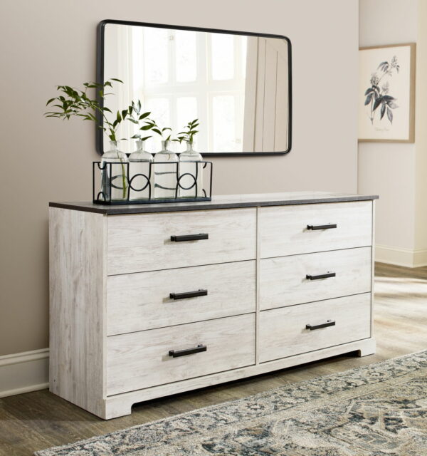 Shawburn - White / Black / Gray - Six Drawer Dresser - Pewter-tone Pulls - Image 7