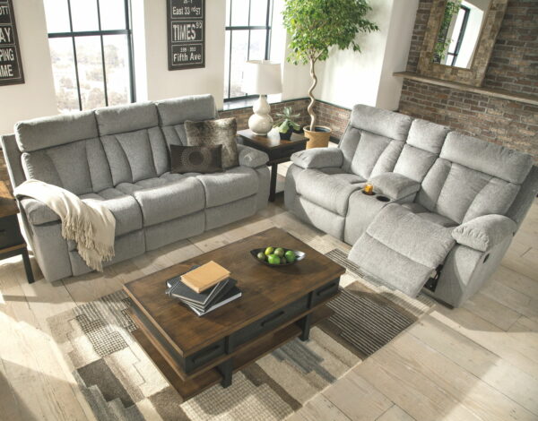 Mitchiner - Fog - Rec Sofa W/Drop Down Table - Image 15