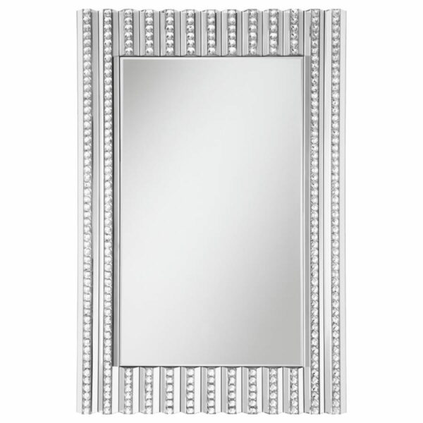 Aideen - Rectangular Wall Mirror With Vertical Stripes Of Faux Crystals - Image 5