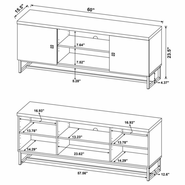 Myles - 2-Door TV Console With Adjustable Shelves - Rustic Oak Herringbone - Image 2