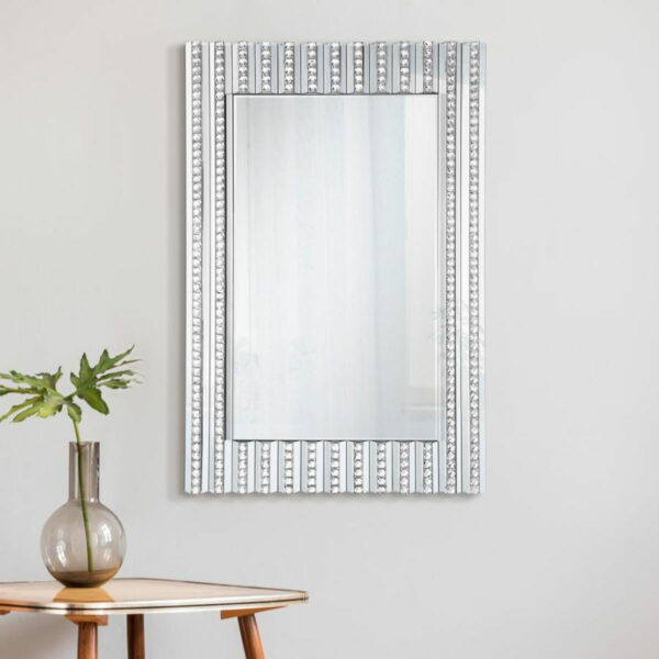Aideen - Rectangular Wall Mirror With Vertical Stripes Of Faux Crystals - Image 2