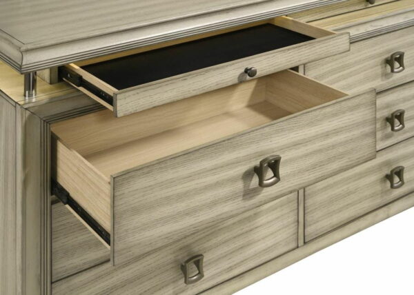 Giselle - 8-Drawer Bedroom Dresser With Mirror With LED - Rustic Beige - Image 5