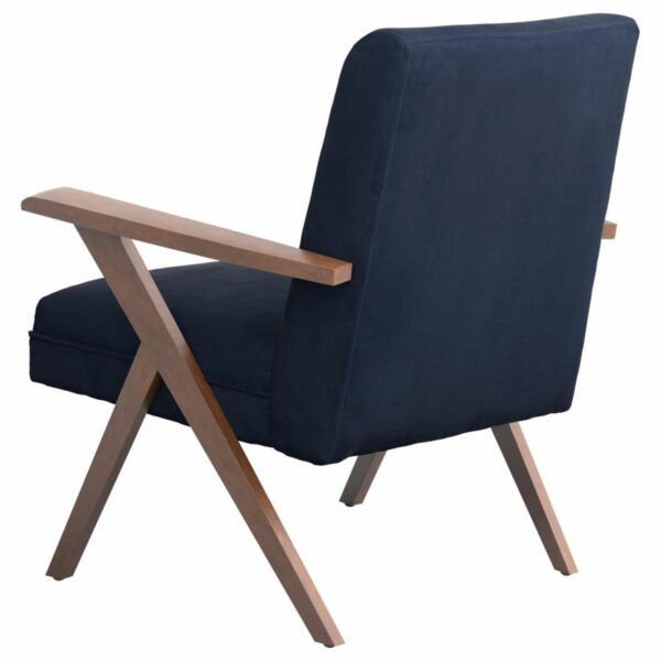Cheryl - Wooden Arms Accent Chair - Dark Blue And Walnut - Image 6