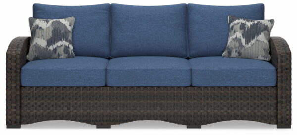 Windglow - Blue / Brown - Sofa With Cushion - Image 4