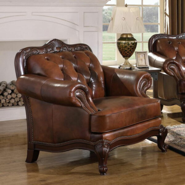 Victoria - Rolled Arm Chair - Tri-Tone And Brown - Image 5