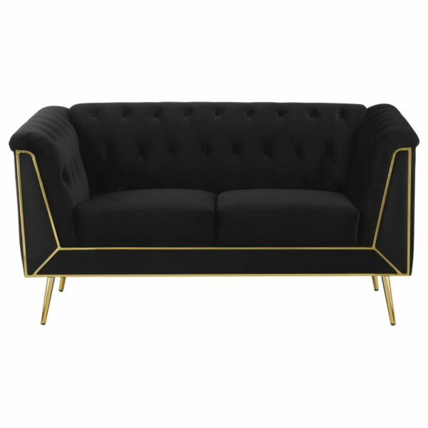 Holly - 2 Piece Tuxedo Arm Tufted Back Living Room Set - Black - Image 2