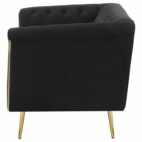 Holly - Tuxedo Arm Tufted Back Loveseat - Black - Image 6