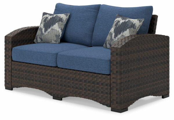 Windglow - Blue / Brown - Loveseat With Cushion - Image 7
