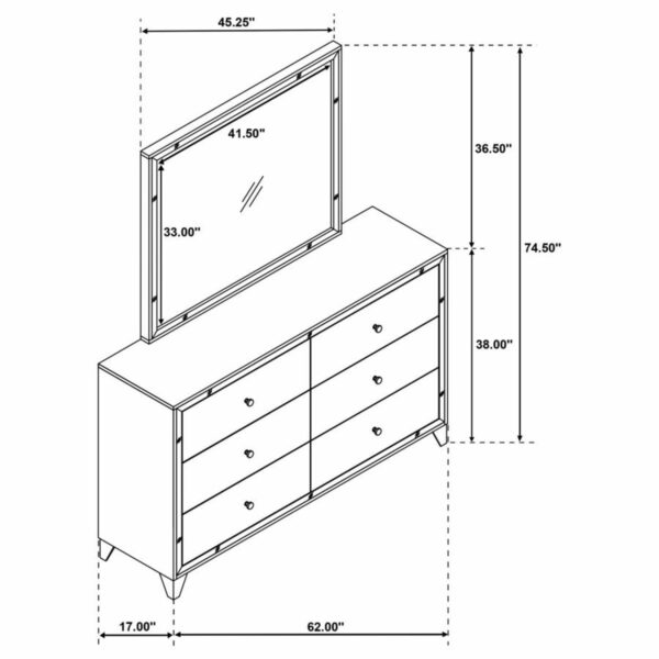 Larue - 6-Drawer Dresser With Mirror - Silver - Image 10