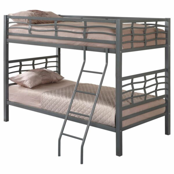 Fairfax - Twin Over Twin Bunk Bed With Ladder - Light Gunmetal - Image 3