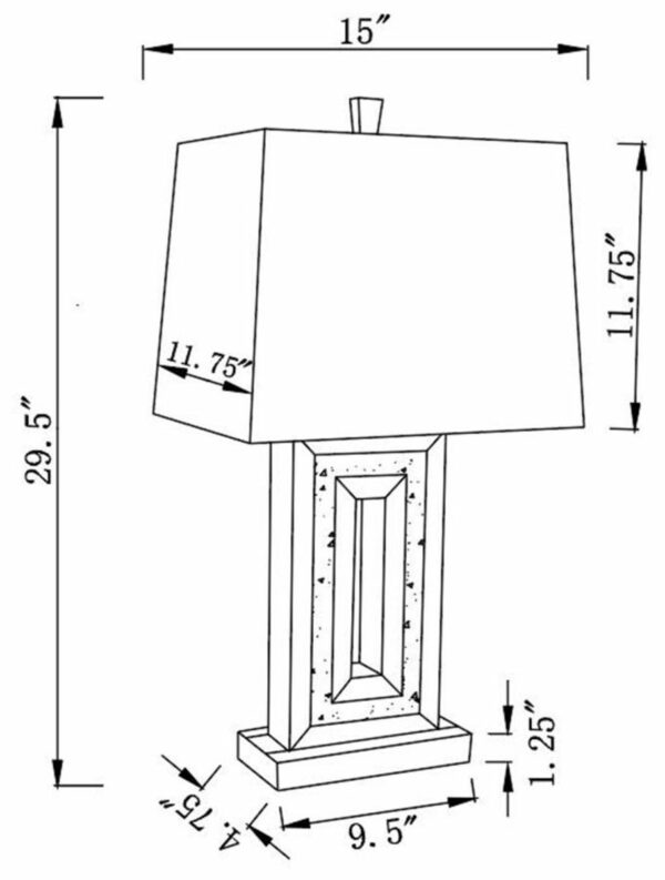 Ayelet - Table Lamp With Square Shade - White And Mirror - Image 4