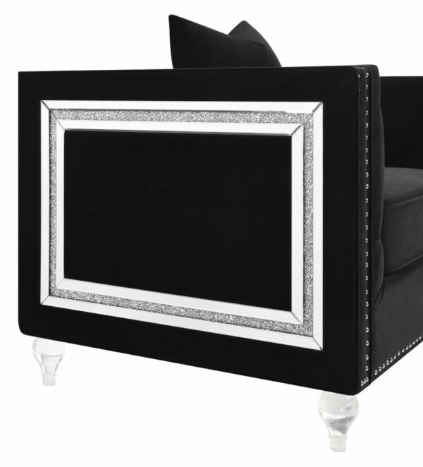 Delilah - Upholstered Tufted Tuxedo Arm Sofa - Black - Image 5
