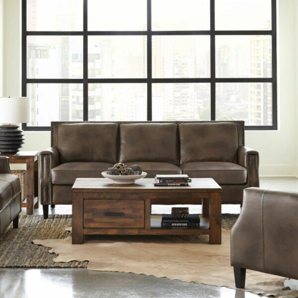 Leaton - Upholstered Recessed Arms Sofa - Brown Sugar - Image 7