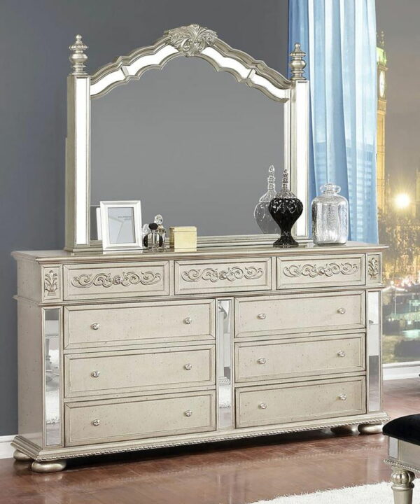 Heidi - 9-drawer Dresser With Mirror - Metallic Platinum - Image 6